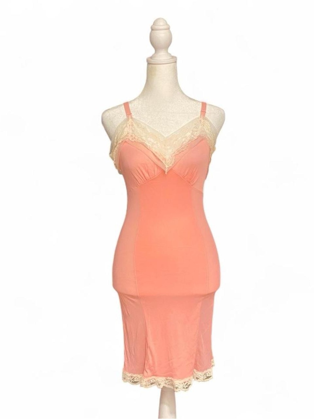 Vintage Pink & Cream Babydoll Lingerie Slip Dress